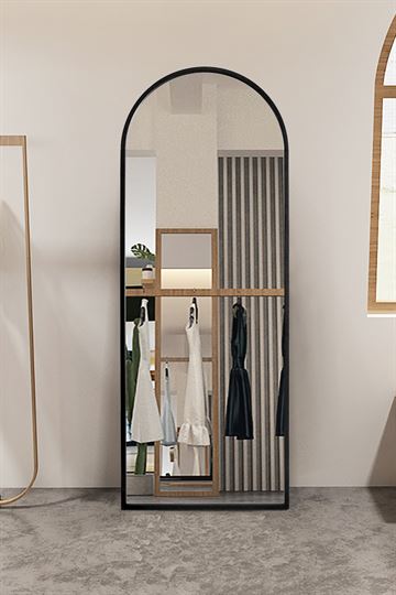 Spejl med sort ramme  i jern 185x70 cm